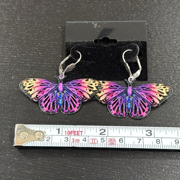 Butterfly Laser Cut Rainbow Butterly Earrings - Picture 5 of 9
